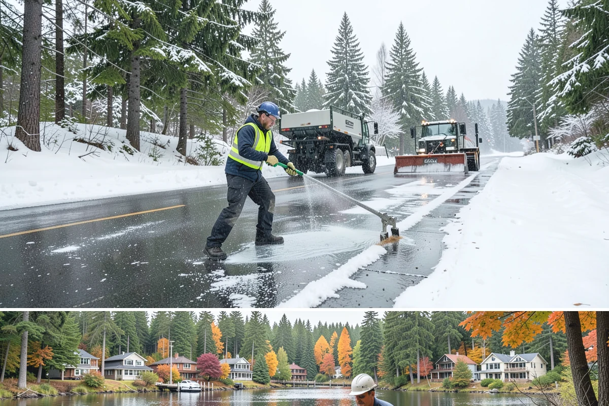 Apartment Complex Deicing in La Conner, Skagit County, WA - Coverage spans the full November-through-March window, ramping up during the extended cold spells that follow lowland...
