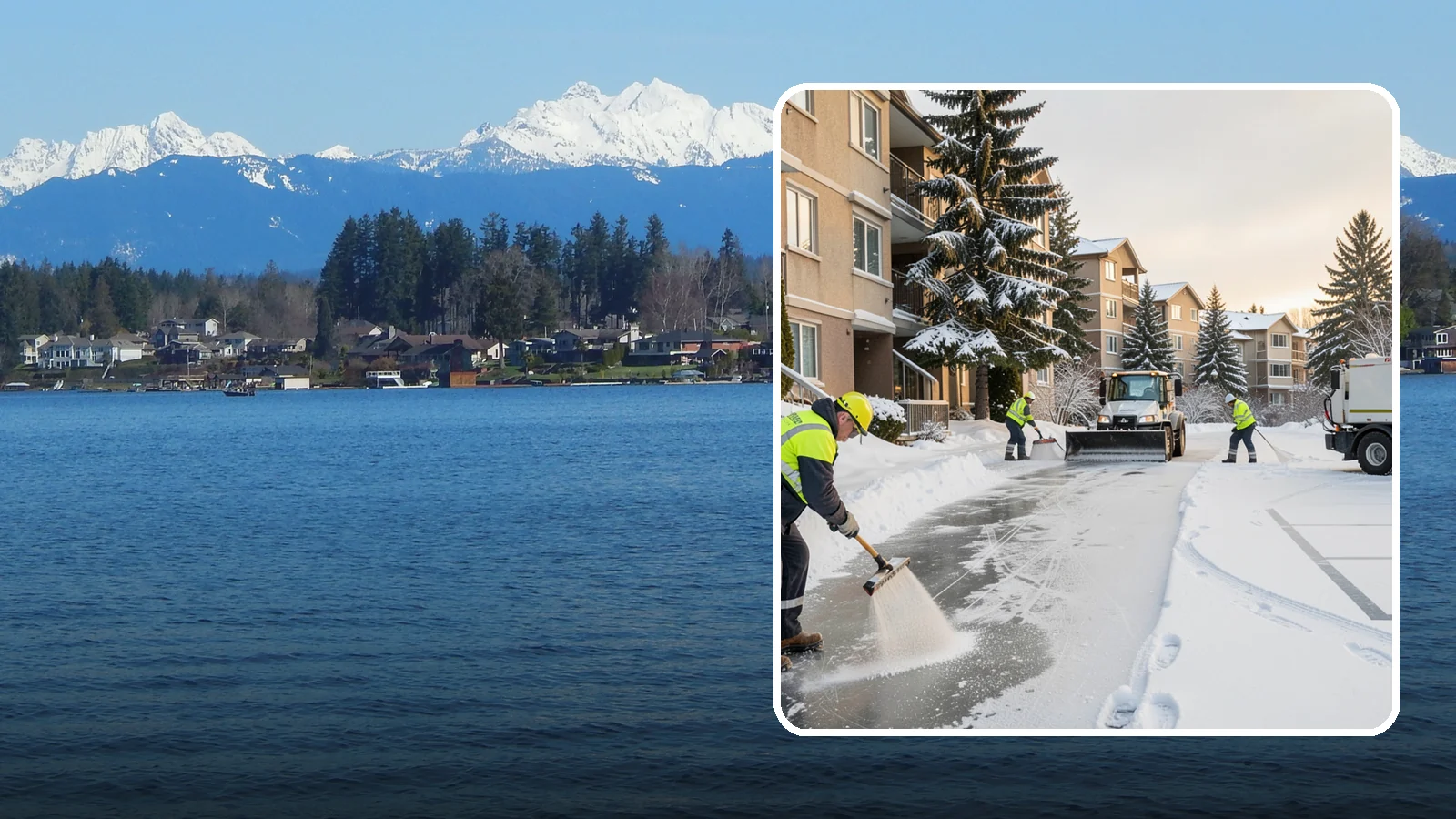 Apartment Complex Deicing in Lake Stevens, Snohomish County, WA - Comprehensive ice control for apartment communities, covering shared stairwells, breezeways, and resident parking where...