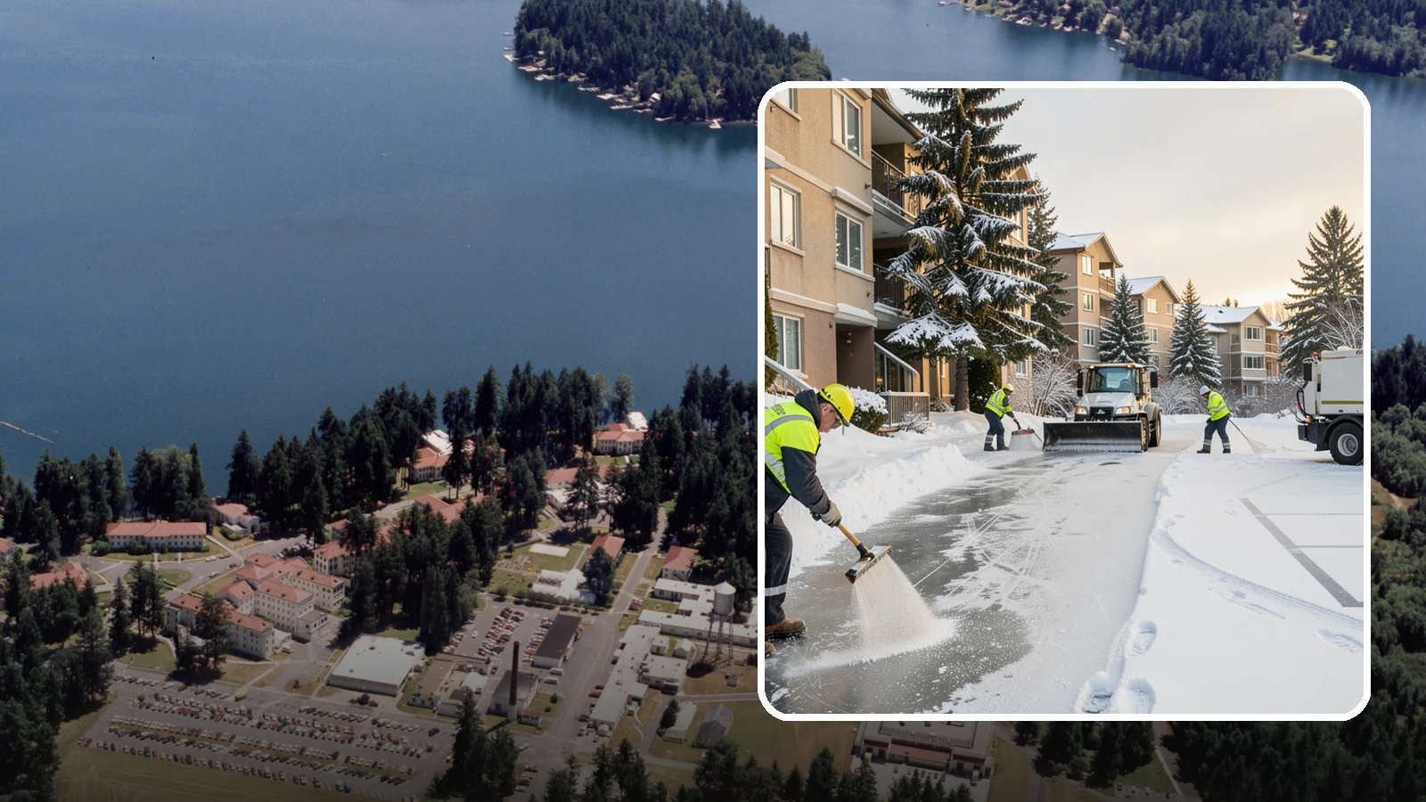 Apartment Complex Deicing in Lakewood, Pierce County, WA - Comprehensive ice control for apartment communities, covering shared stairwells, breezeways, and resident parking where...