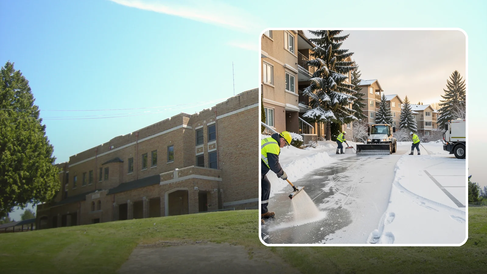 Apartment Complex Deicing in Maple Valley, King County, WA - Comprehensive ice control for apartment communities, covering shared stairwells, breezeways, and resident parking where...