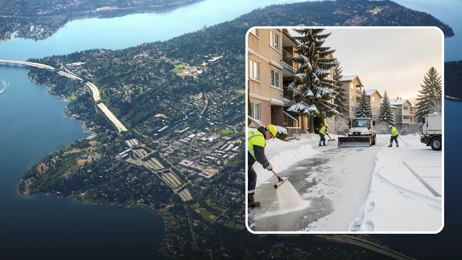 Apartment Complex Deicing in Mercer Island, King County, WA - Comprehensive ice control for apartment communities, covering shared stairwells, breezeways, and resident parking where...