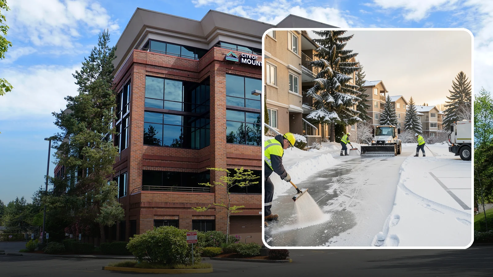 Apartment Complex Deicing in Mountlake Terrace, Snohomish County, WA - Comprehensive ice control for apartment communities, covering shared stairwells, breezeways, and resident parking where...