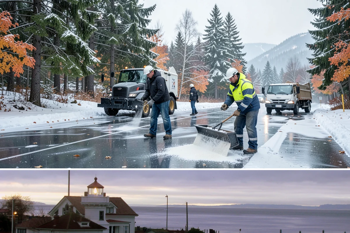 Apartment Complex Deicing in Mukilteo, Snohomish County, WA - Coverage spans the full November-through-March window, ramping up during the extended cold spells that follow lowland...