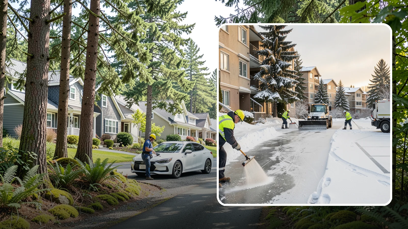 Apartment Complex Deicing in Normandy Park, King County, WA - Comprehensive ice control for apartment communities, covering shared stairwells, breezeways, and resident parking where...