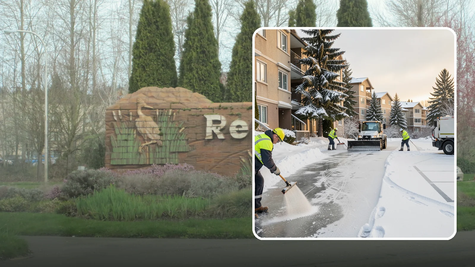 Apartment Complex Deicing in Renton, King County, WA - Comprehensive ice control for apartment communities, covering shared stairwells, breezeways, and resident parking where...