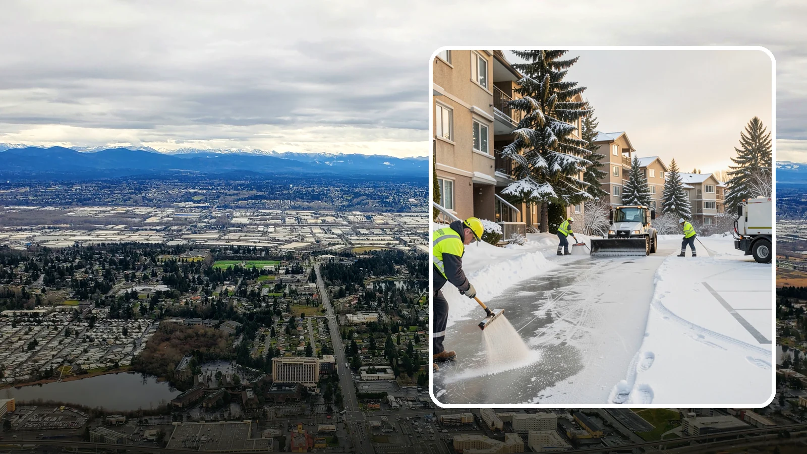 Apartment Complex Deicing in SeaTac, King County, WA - Comprehensive ice control for apartment communities, covering shared stairwells, breezeways, and resident parking where...
