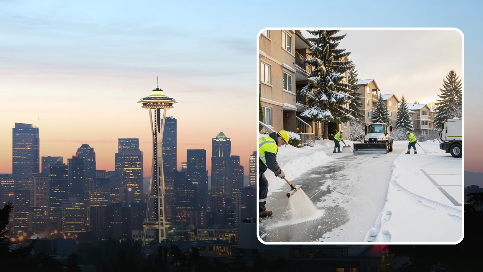 Apartment Complex Deicing in Seattle, King County, WA - Comprehensive ice control for apartment communities, covering shared stairwells, breezeways, and resident parking where...