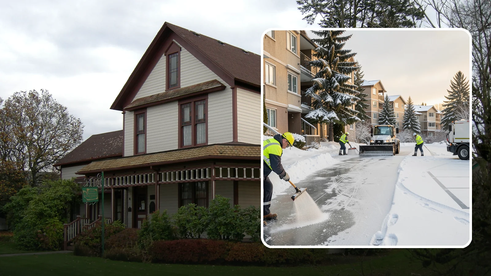 Apartment Complex Deicing in Sumner, Pierce County, WA - Comprehensive ice control for apartment communities, covering shared stairwells, breezeways, and resident parking where...