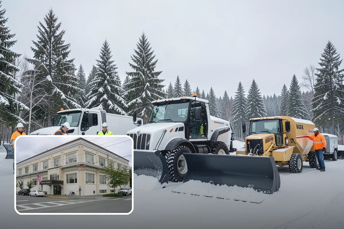 Apartment Complex Parking Lot Snow Removal in Anacortes, Skagit County, WA - Travel lanes stay open for tenants, first responders, and package delivery