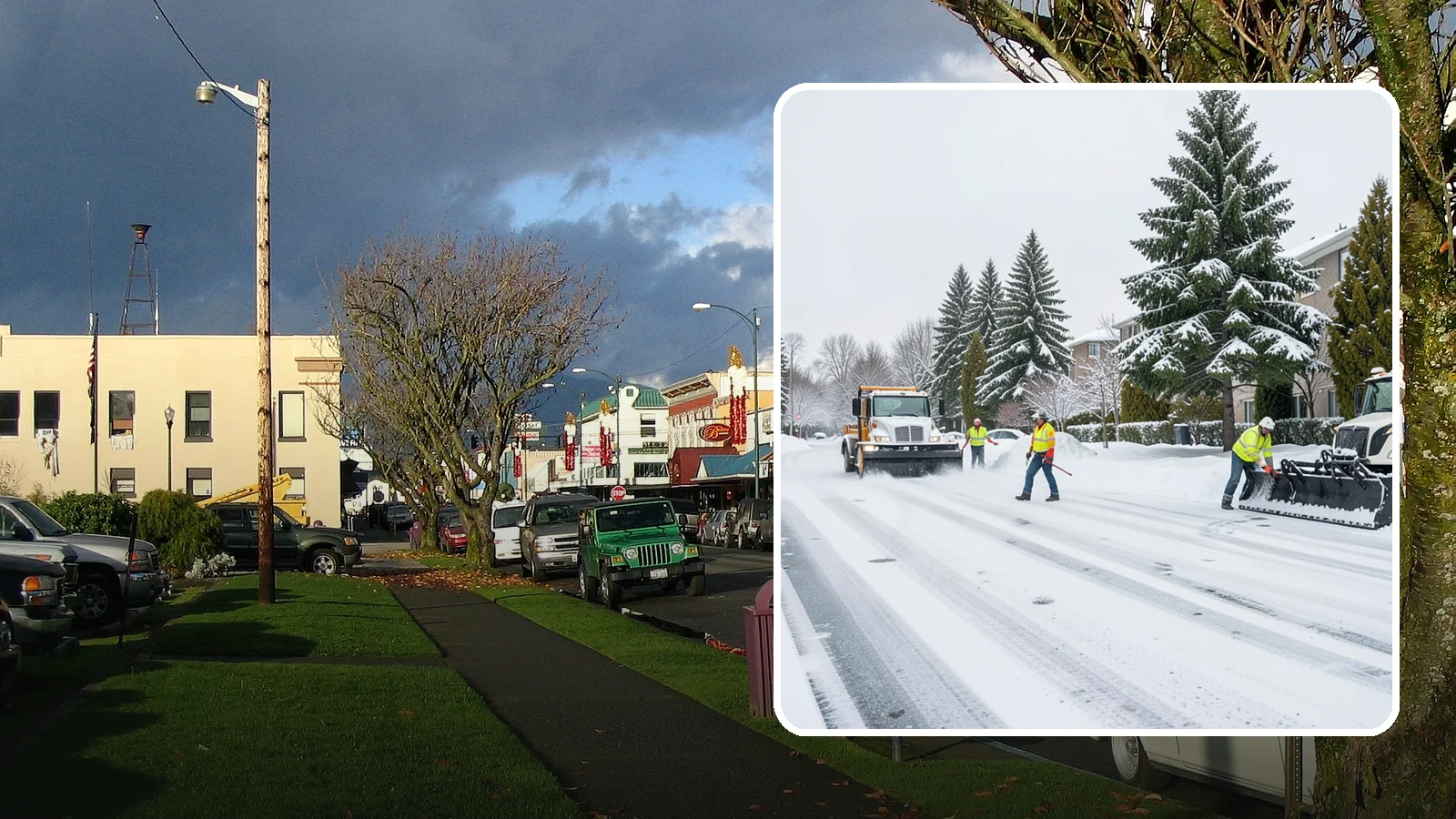 Apartment Complex Parking Lot Snow Removal in Arlington, Snohomish County, WA - We plow sprawling apartment lots full of overnight tenant vehicles before residents leave for the Western Washington morning rush.