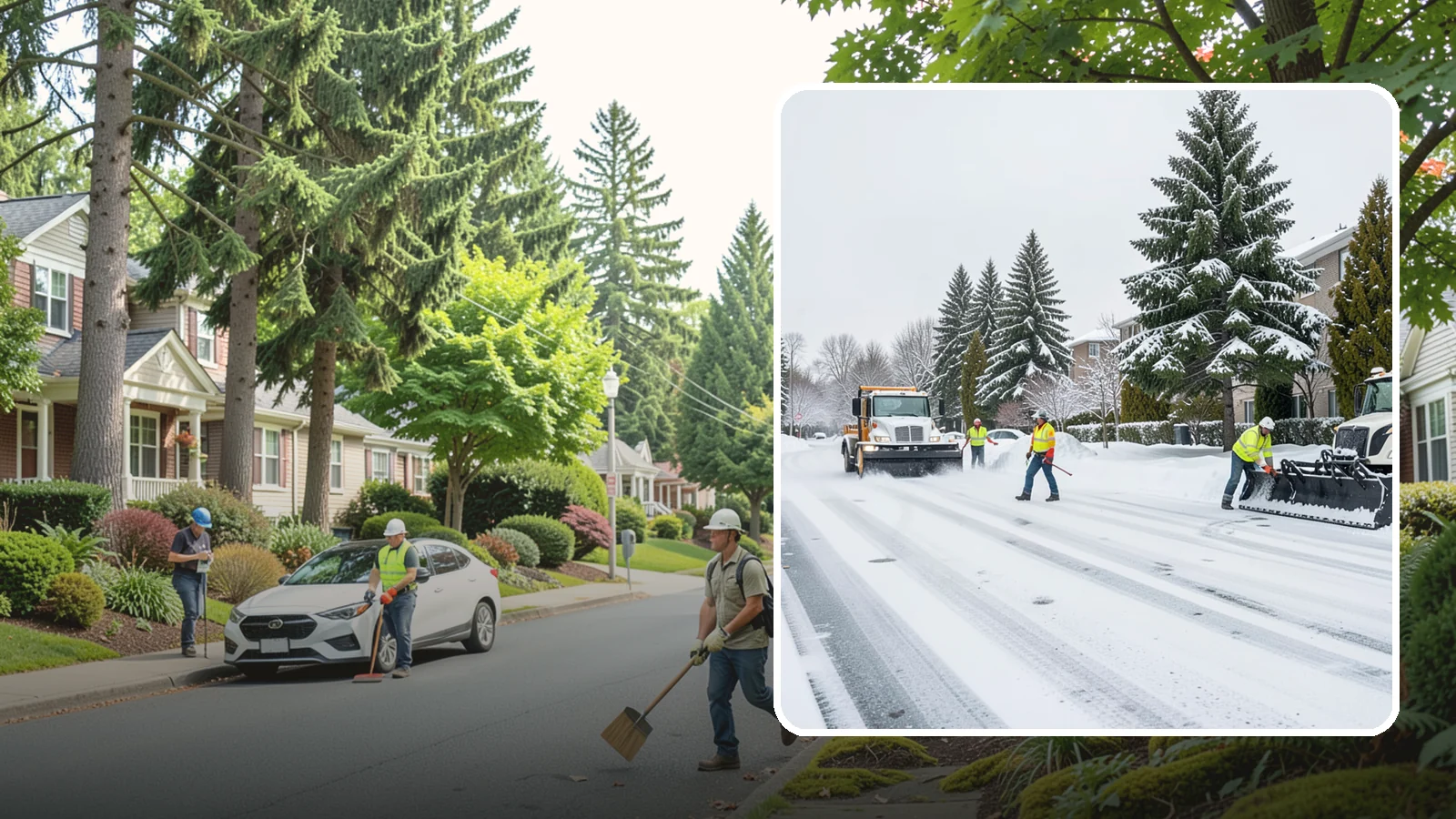 Apartment Complex Parking Lot Snow Removal in Beaux Arts Village, King County, WA - We plow sprawling apartment lots full of overnight tenant vehicles before residents leave for the Western Washington morning rush.