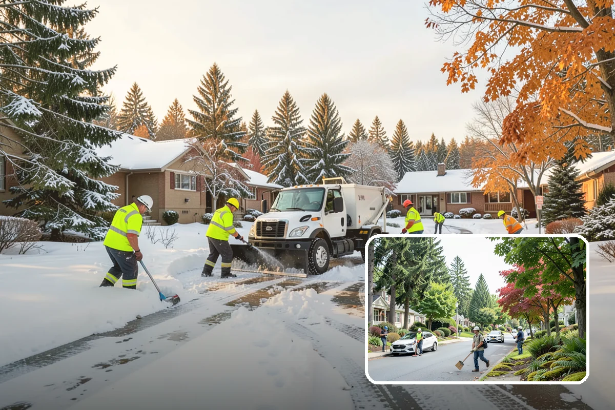 Apartment Complex Parking Lot Snow Removal in Beaux Arts Village, King County, WA - Travel lanes stay open for tenants, first responders, and package delivery