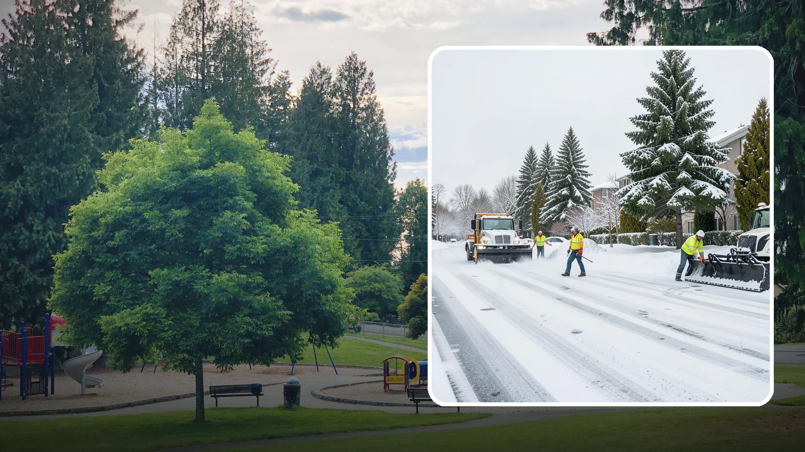 Apartment Complex Parking Lot Snow Removal in Bonney Lake, Pierce County, WA - We plow sprawling apartment lots full of overnight tenant vehicles before residents leave for the Western Washington morning rush.