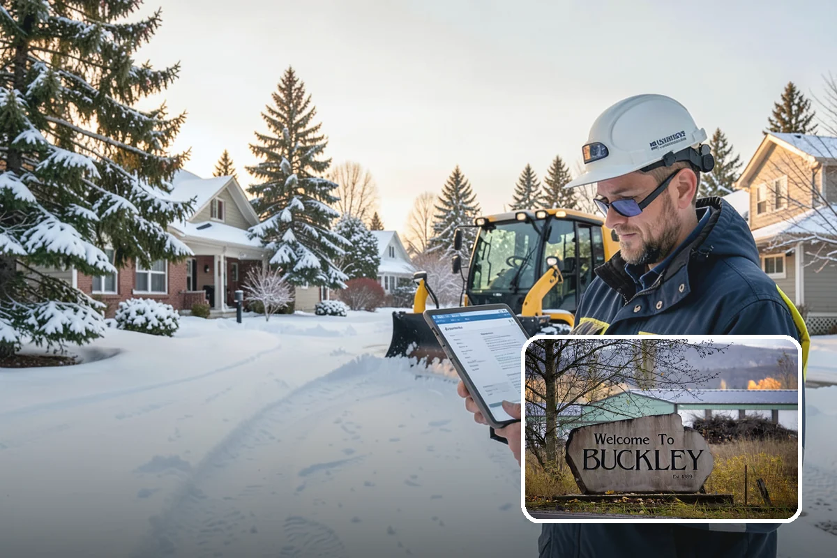 Apartment Complex Parking Lot Snow Removal in Buckley, Pierce County, WA - Travel lanes stay open for tenants, first responders, and package delivery