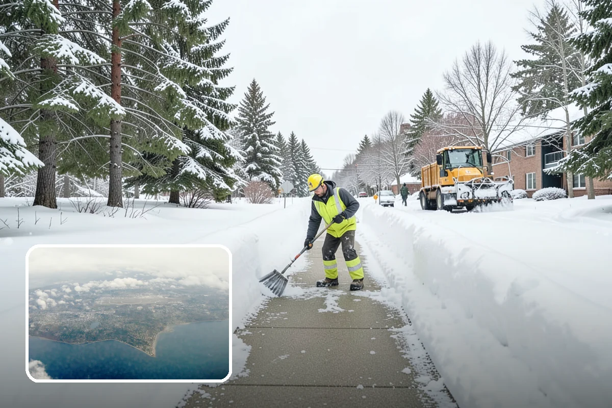 Apartment Complex Parking Lot Snow Removal in Burien, King County, WA - Travel lanes stay open for tenants, first responders, and package delivery