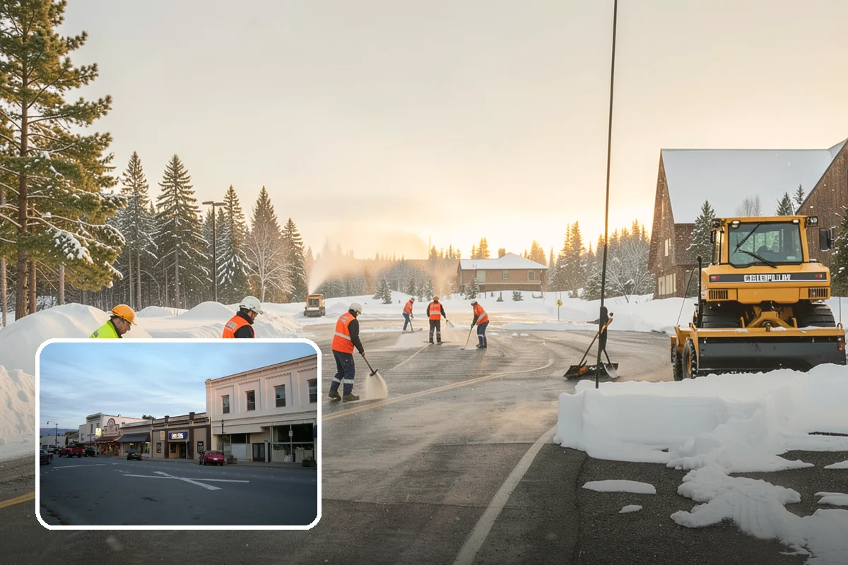 Apartment Complex Parking Lot Snow Removal in Burlington, Skagit County, WA - Travel lanes stay open for tenants, first responders, and package delivery