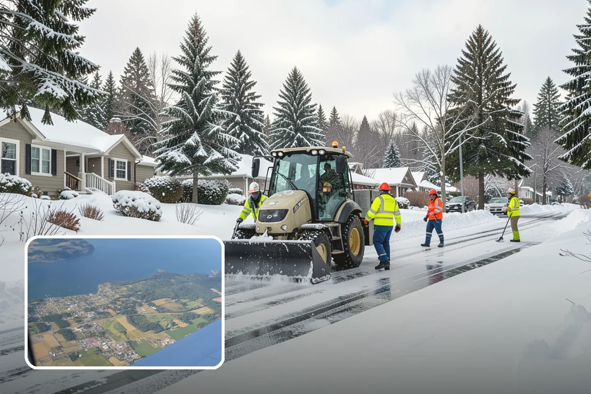 Apartment Complex Parking Lot Snow Removal in Coupeville, Island County, WA - Travel lanes stay open for tenants, first responders, and package delivery