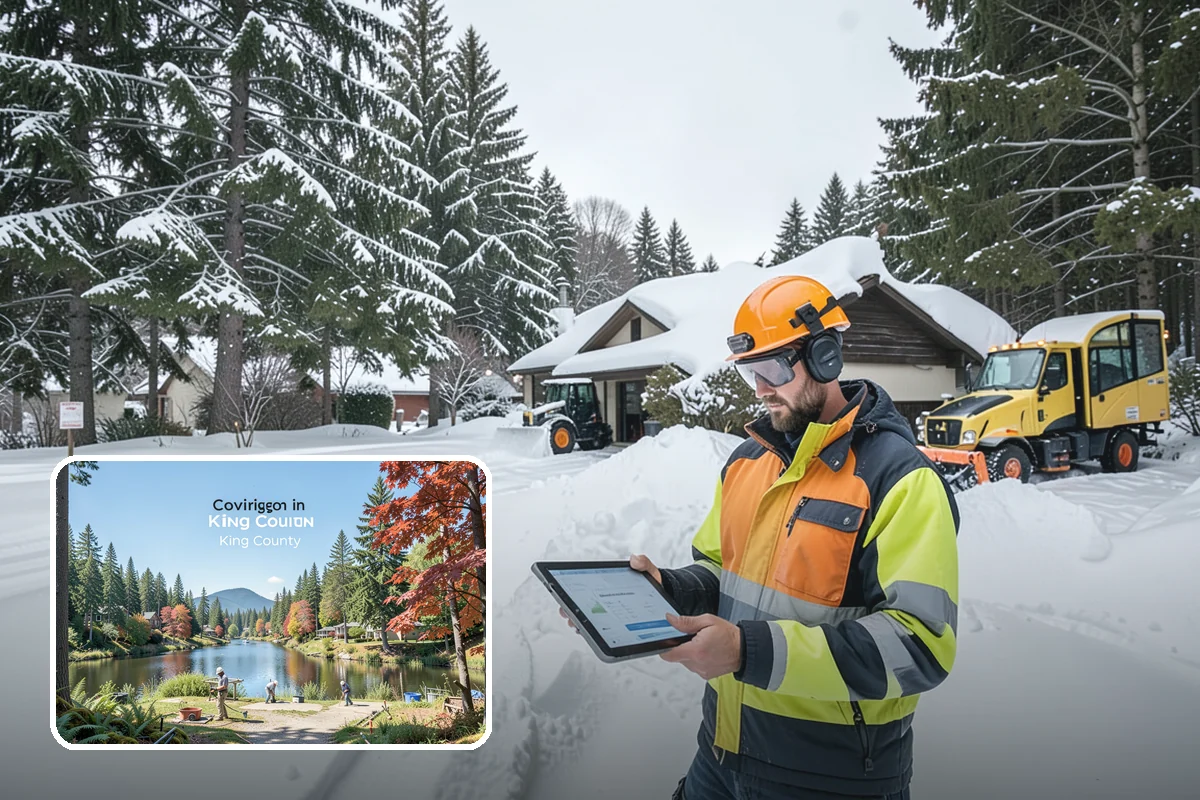 Apartment Complex Parking Lot Snow Removal in Covington, King County, WA - Travel lanes stay open for tenants, first responders, and package delivery