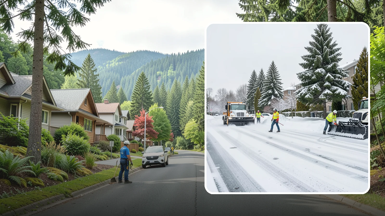 Apartment Complex Parking Lot Snow Removal in Darrington, Snohomish County, WA - We plow sprawling apartment lots full of overnight tenant vehicles before residents leave for the Western Washington morning rush.