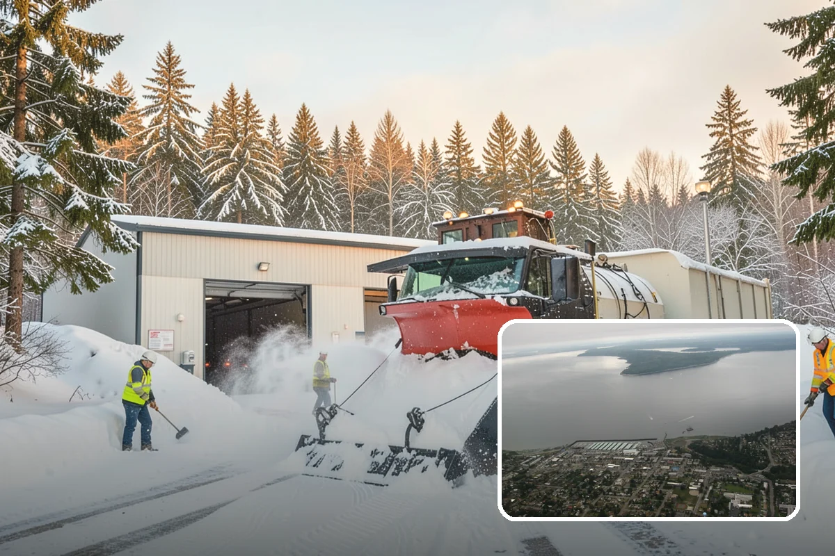 Apartment Complex Parking Lot Snow Removal in Des Moines, King County, WA - Travel lanes stay open for tenants, first responders, and package delivery