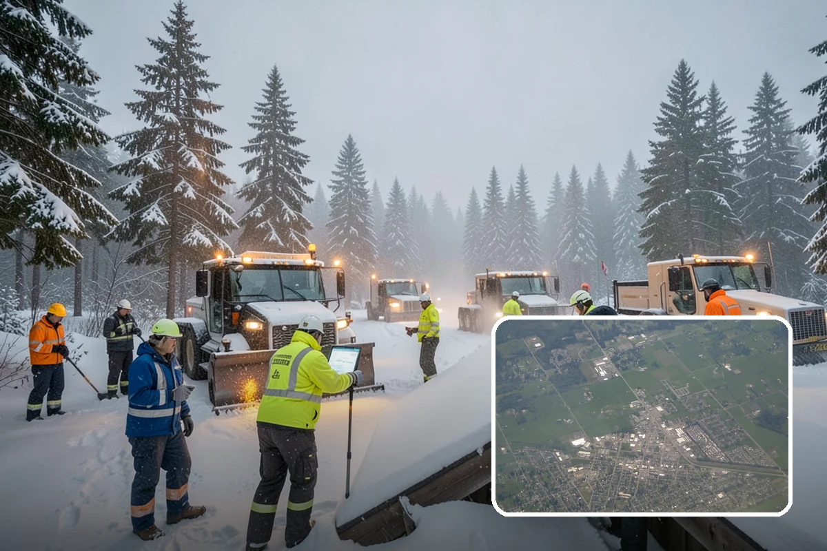 Apartment Complex Parking Lot Snow Removal in Enumclaw, King County, WA - Travel lanes stay open for tenants, first responders, and package delivery