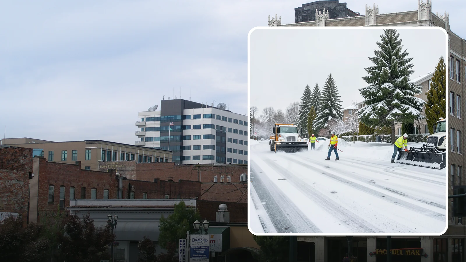 Apartment Complex Parking Lot Snow Removal in Everett, Snohomish County, WA - We plow sprawling apartment lots full of overnight tenant vehicles before residents leave for the Western Washington morning rush.