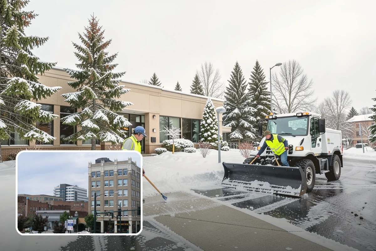 Apartment Complex Parking Lot Snow Removal in Everett, Snohomish County, WA - Travel lanes stay open for tenants, first responders, and package delivery