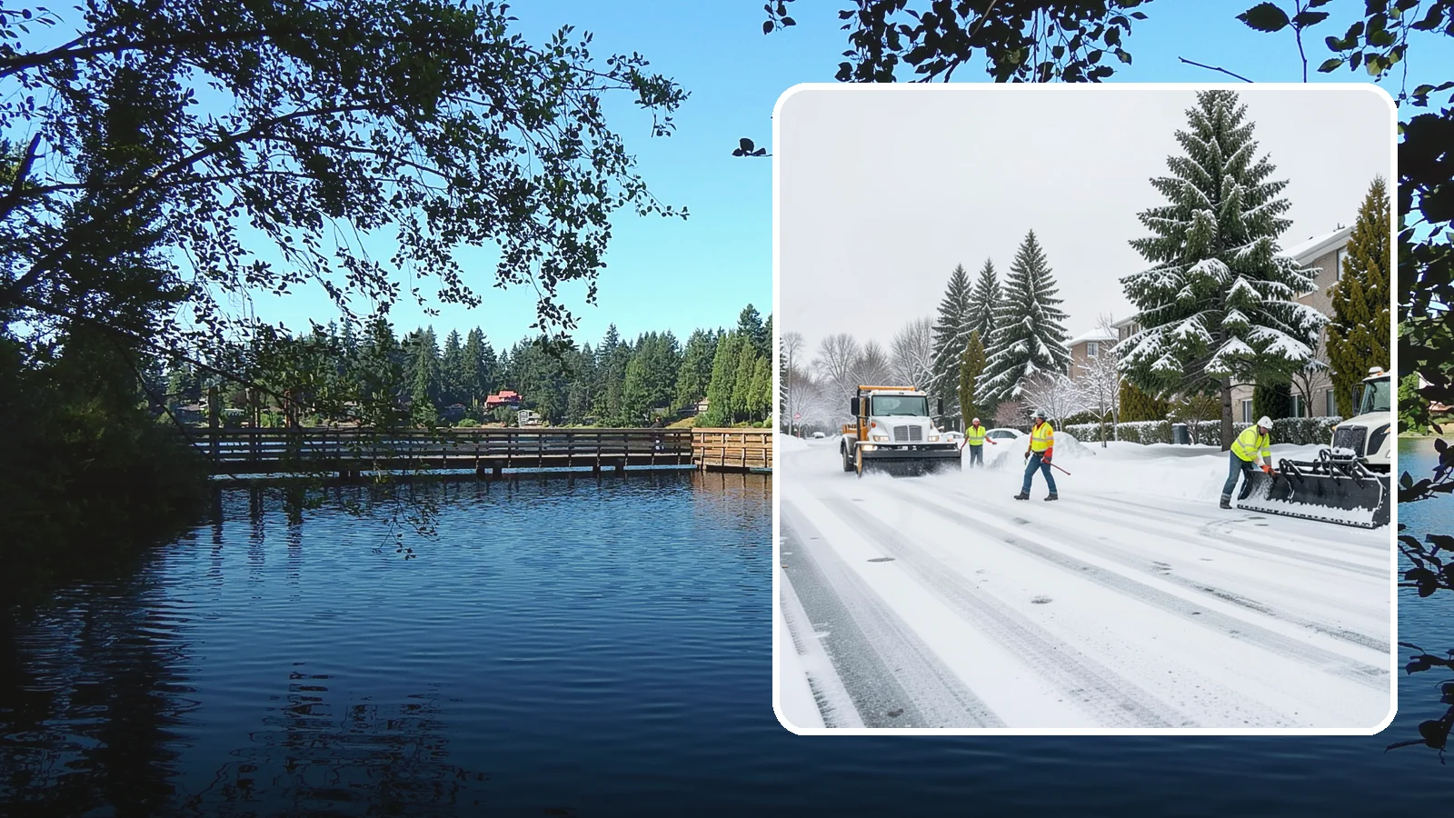 Apartment Complex Parking Lot Snow Removal in Federal Way, King County, WA - We plow sprawling apartment lots full of overnight tenant vehicles before residents leave for the Western Washington morning rush.
