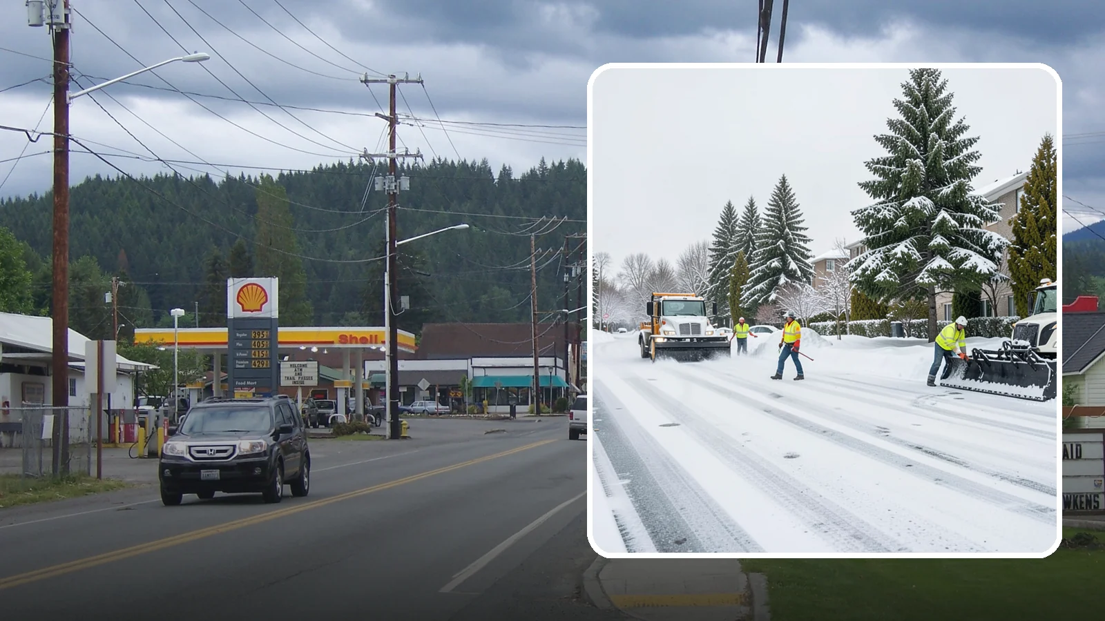 Apartment Complex Parking Lot Snow Removal in Granite Falls, Snohomish County, WA - We plow sprawling apartment lots full of overnight tenant vehicles before residents leave for the Western Washington morning rush.