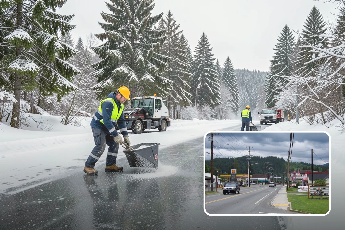 Apartment Complex Parking Lot Snow Removal in Granite Falls, Snohomish County, WA - Travel lanes stay open for tenants, first responders, and package delivery
