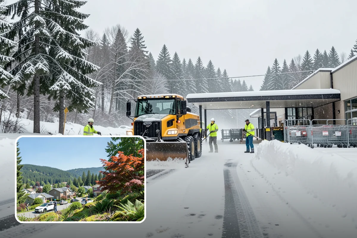 Apartment Complex Parking Lot Snow Removal in Index, Snohomish County, WA - Travel lanes stay open for tenants, first responders, and package delivery