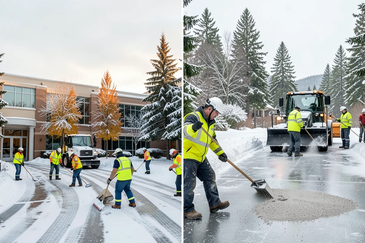 Apartment Complex Parking Lot Snow Removal in Kenmore, King County, WA - Meet the manager to prioritize buildings, fire lanes, and tenant move-out zones
