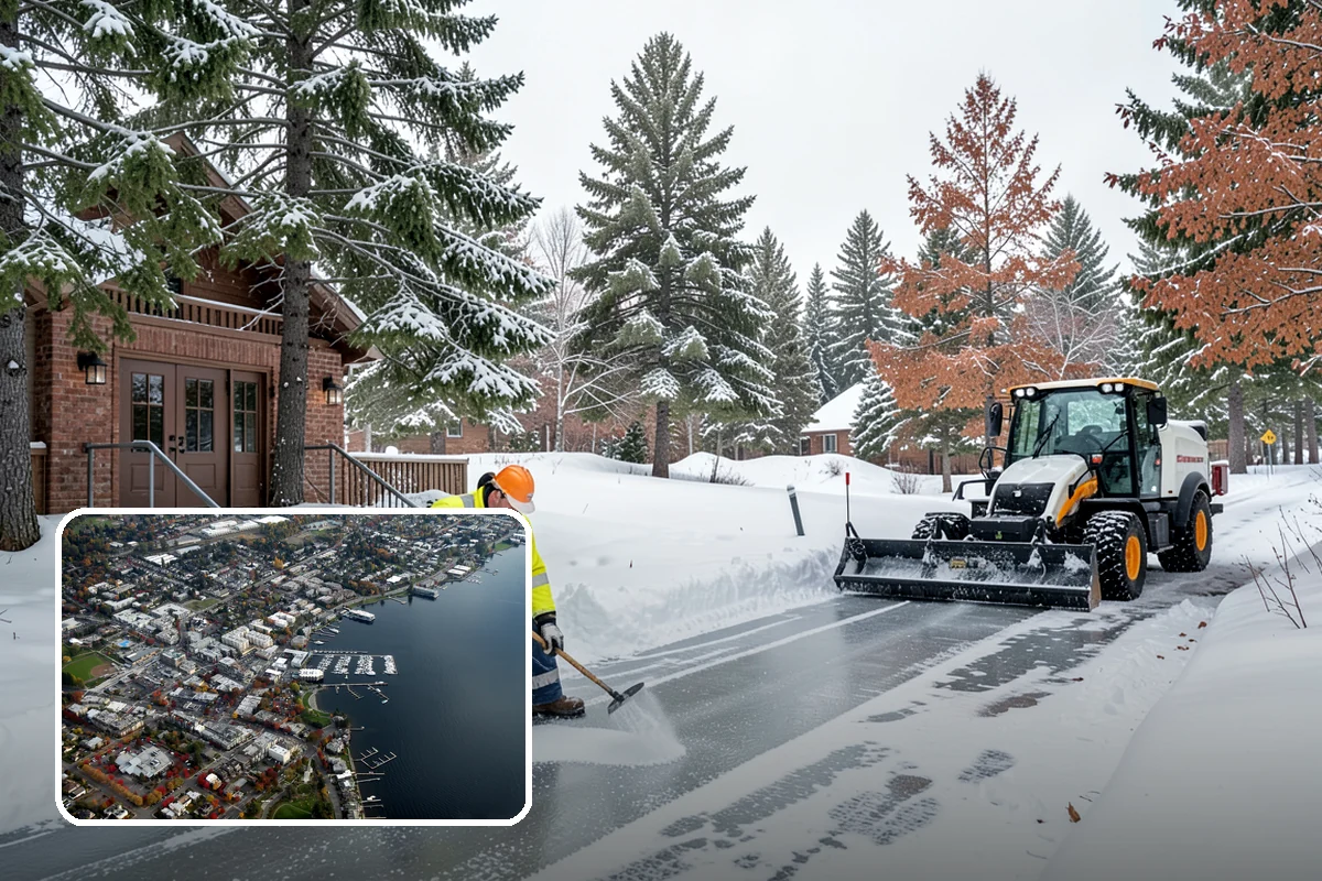 Apartment Complex Parking Lot Snow Removal in Kirkland, King County, WA - Travel lanes stay open for tenants, first responders, and package delivery