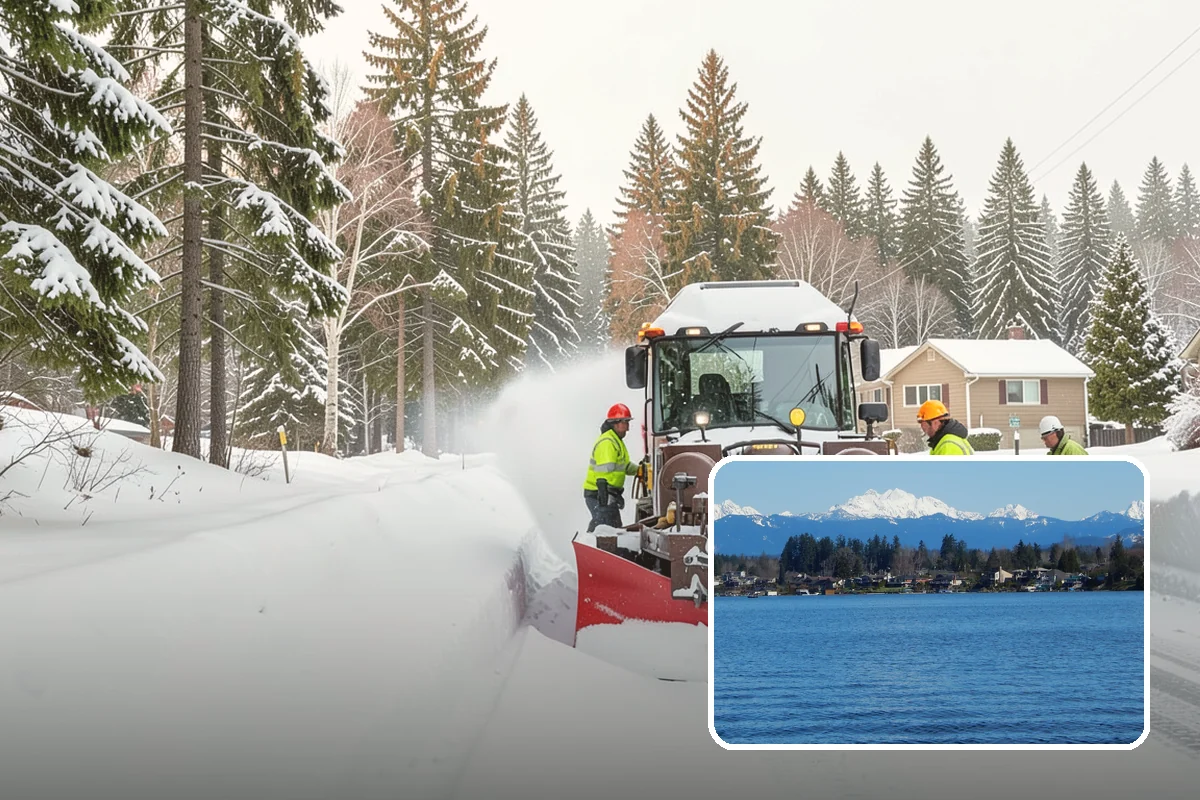 Apartment Complex Parking Lot Snow Removal in Lake Stevens, Snohomish County, WA - Travel lanes stay open for tenants, first responders, and package delivery