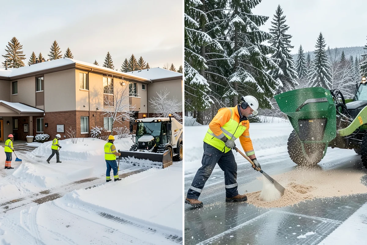 Apartment Complex Parking Lot Snow Removal in Lakewood, Pierce County, WA - Meet the manager to prioritize buildings, fire lanes, and tenant move-out zones