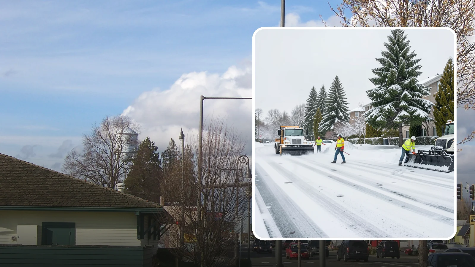 Apartment Complex Parking Lot Snow Removal in Marysville, Snohomish County, WA - We plow sprawling apartment lots full of overnight tenant vehicles before residents leave for the Western Washington morning rush.