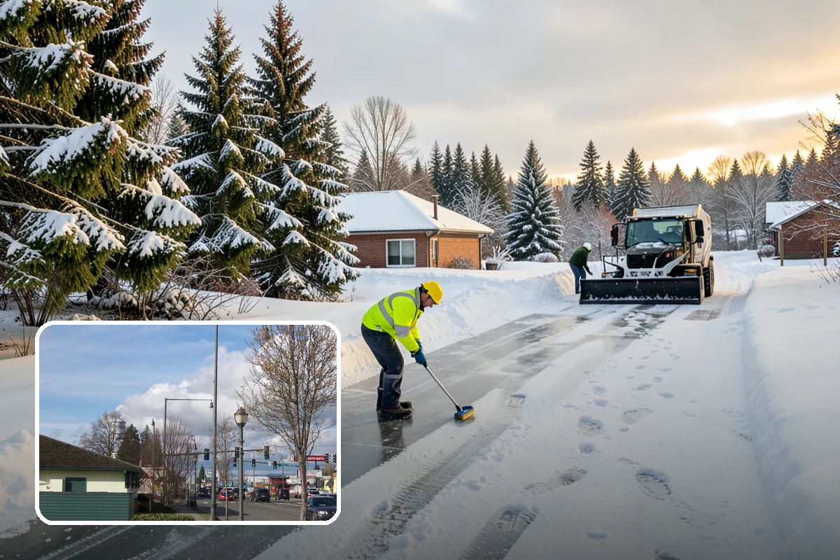 Apartment Complex Parking Lot Snow Removal in Marysville, Snohomish County, WA - Travel lanes stay open for tenants, first responders, and package delivery