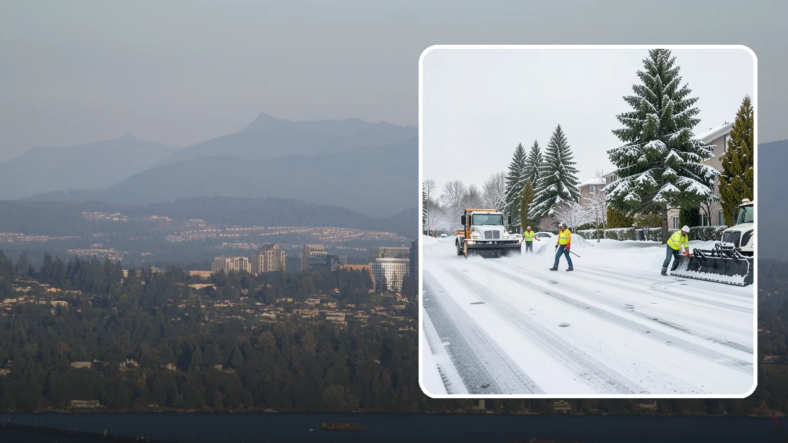 Apartment Complex Parking Lot Snow Removal in Medina, King County, WA - We plow sprawling apartment lots full of overnight tenant vehicles before residents leave for the Western Washington morning rush.