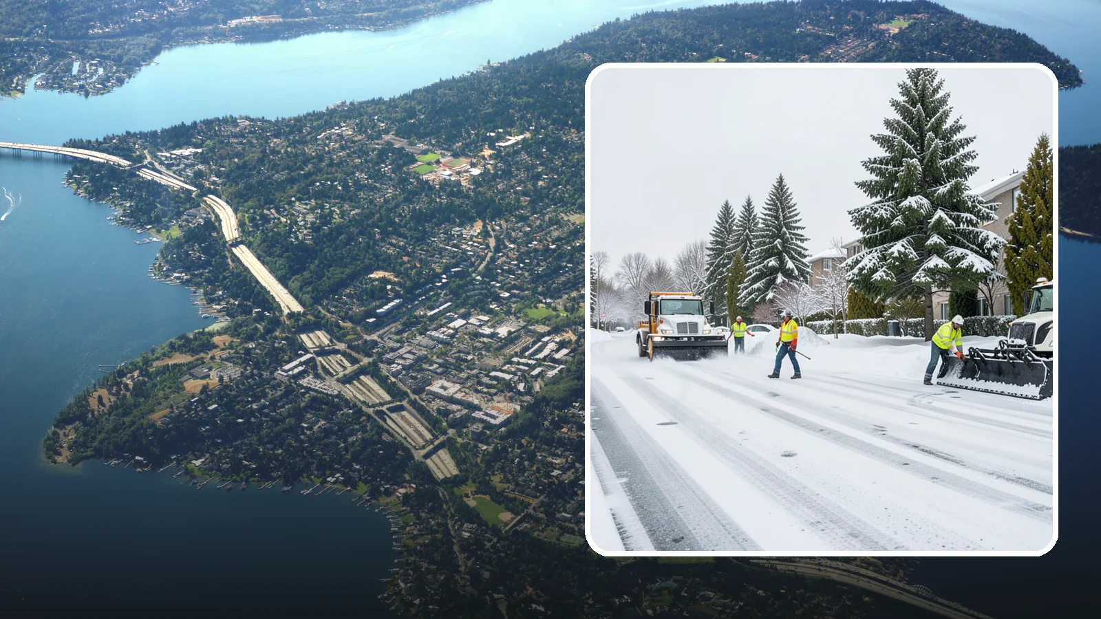 Apartment Complex Parking Lot Snow Removal in Mercer Island, King County, WA - We plow sprawling apartment lots full of overnight tenant vehicles before residents leave for the Western Washington morning rush.