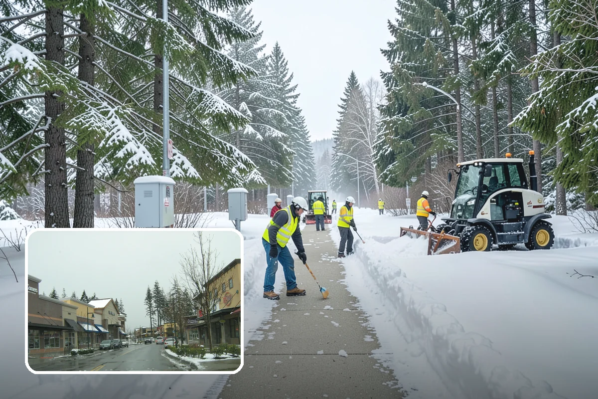 Apartment Complex Parking Lot Snow Removal in Mill Creek, Snohomish County, WA - Travel lanes stay open for tenants, first responders, and package delivery