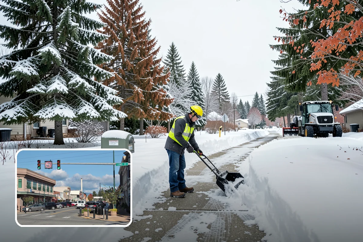 Apartment Complex Parking Lot Snow Removal in Monroe, Snohomish County, WA - Travel lanes stay open for tenants, first responders, and package delivery