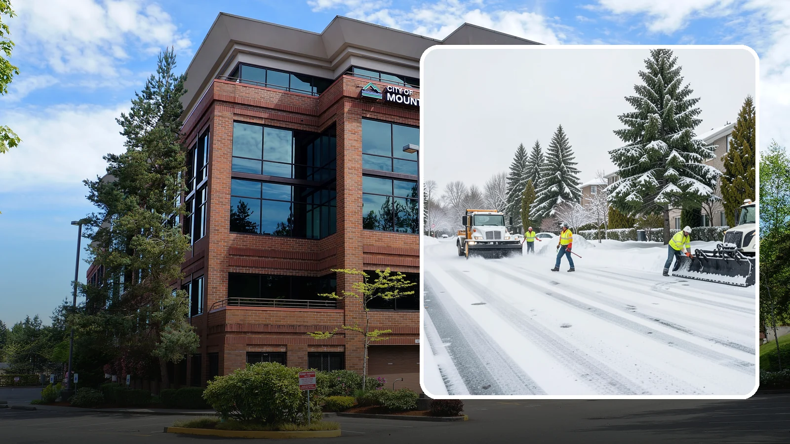 Apartment Complex Parking Lot Snow Removal in Mountlake Terrace, Snohomish County, WA - We plow sprawling apartment lots full of overnight tenant vehicles before residents leave for the Western Washington morning rush.