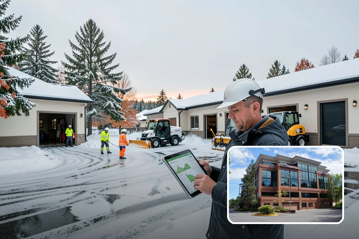 Apartment Complex Parking Lot Snow Removal in Mountlake Terrace, Snohomish County, WA - Travel lanes stay open for tenants, first responders, and package delivery