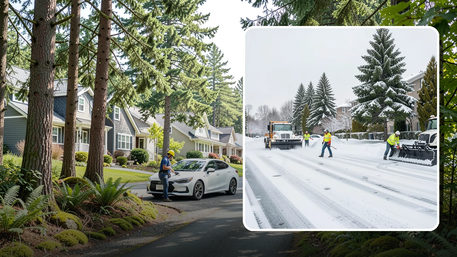 Apartment Complex Parking Lot Snow Removal in Normandy Park, King County, WA - We plow sprawling apartment lots full of overnight tenant vehicles before residents leave for the Western Washington morning rush.