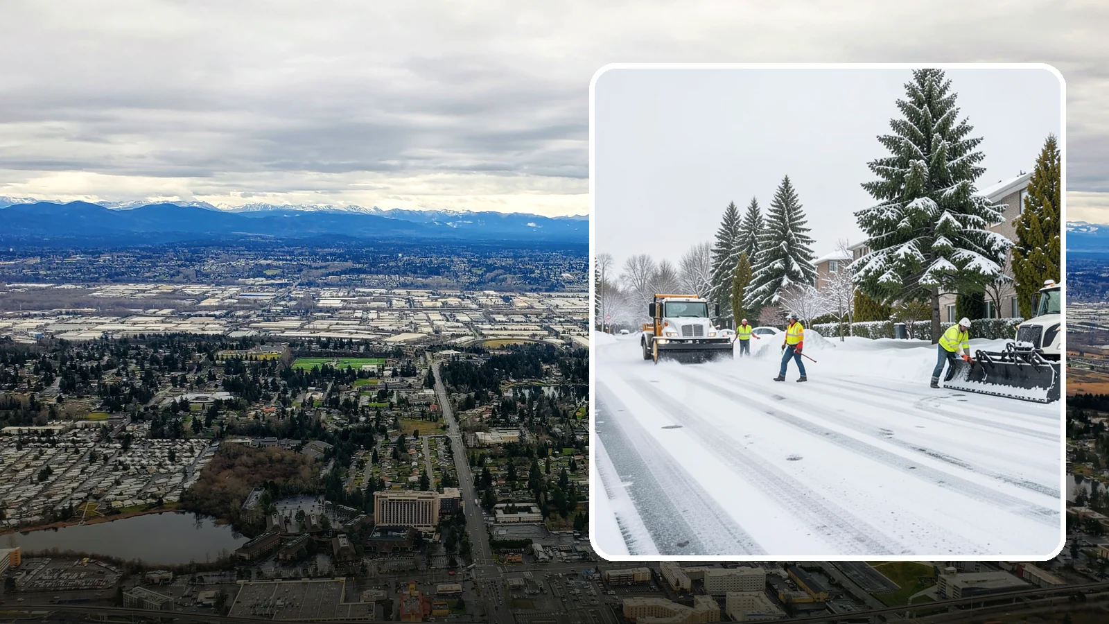Apartment Complex Parking Lot Snow Removal in SeaTac, King County, WA - We plow sprawling apartment lots full of overnight tenant vehicles before residents leave for the Western Washington morning rush.