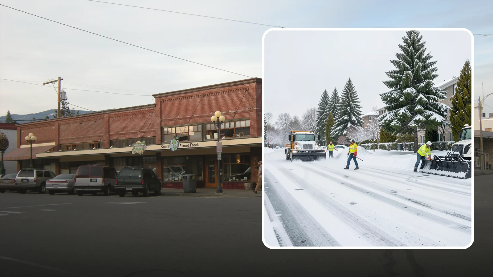 Apartment Complex Parking Lot Snow Removal in Sedro-Woolley, Skagit County, WA - We plow sprawling apartment lots full of overnight tenant vehicles before residents leave for the Western Washington morning rush.