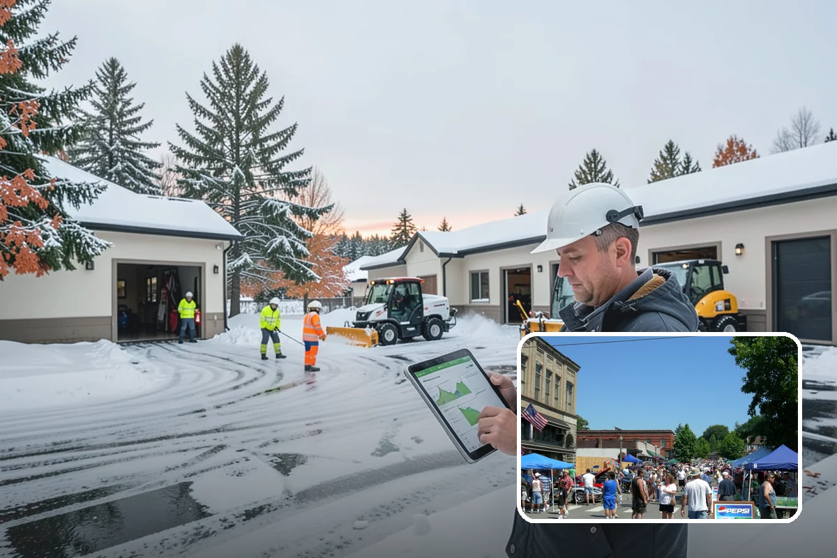Apartment Complex Parking Lot Snow Removal in Snohomish, Snohomish County, WA - Travel lanes stay open for tenants, first responders, and package delivery