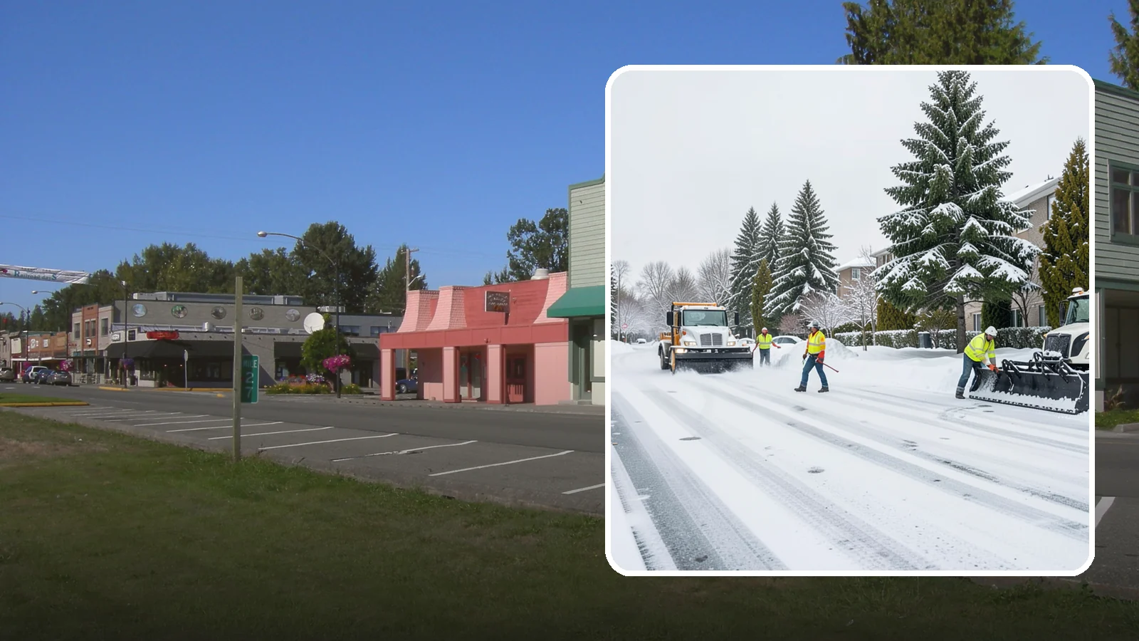 Apartment Complex Parking Lot Snow Removal in Snoqualmie, King County, WA - We plow sprawling apartment lots full of overnight tenant vehicles before residents leave for the Western Washington morning rush.