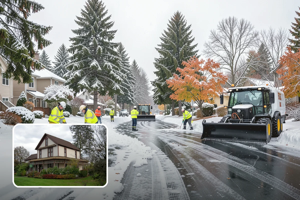 Apartment Complex Parking Lot Snow Removal in Sumner, Pierce County, WA - Travel lanes stay open for tenants, first responders, and package delivery