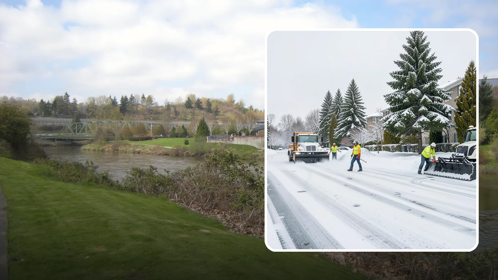 Apartment Complex Parking Lot Snow Removal in Tukwila, King County, WA - We plow sprawling apartment lots full of overnight tenant vehicles before residents leave for the Western Washington morning rush.